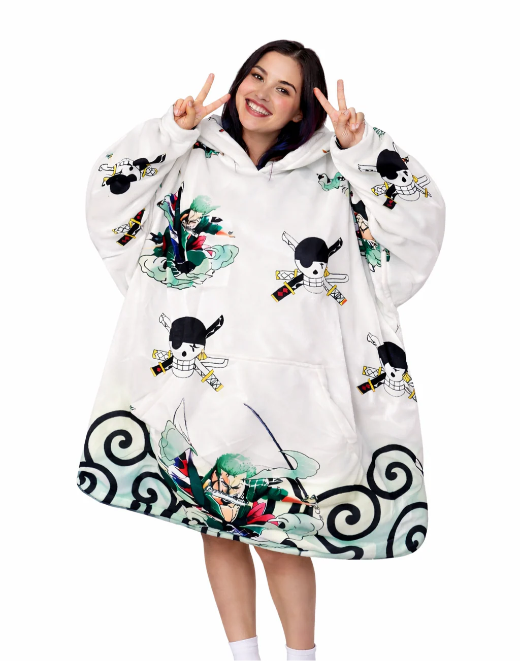 Zoro One Piece Wearable Blanket Hoodie for Kids & Adults | OLM Toys - Image 3