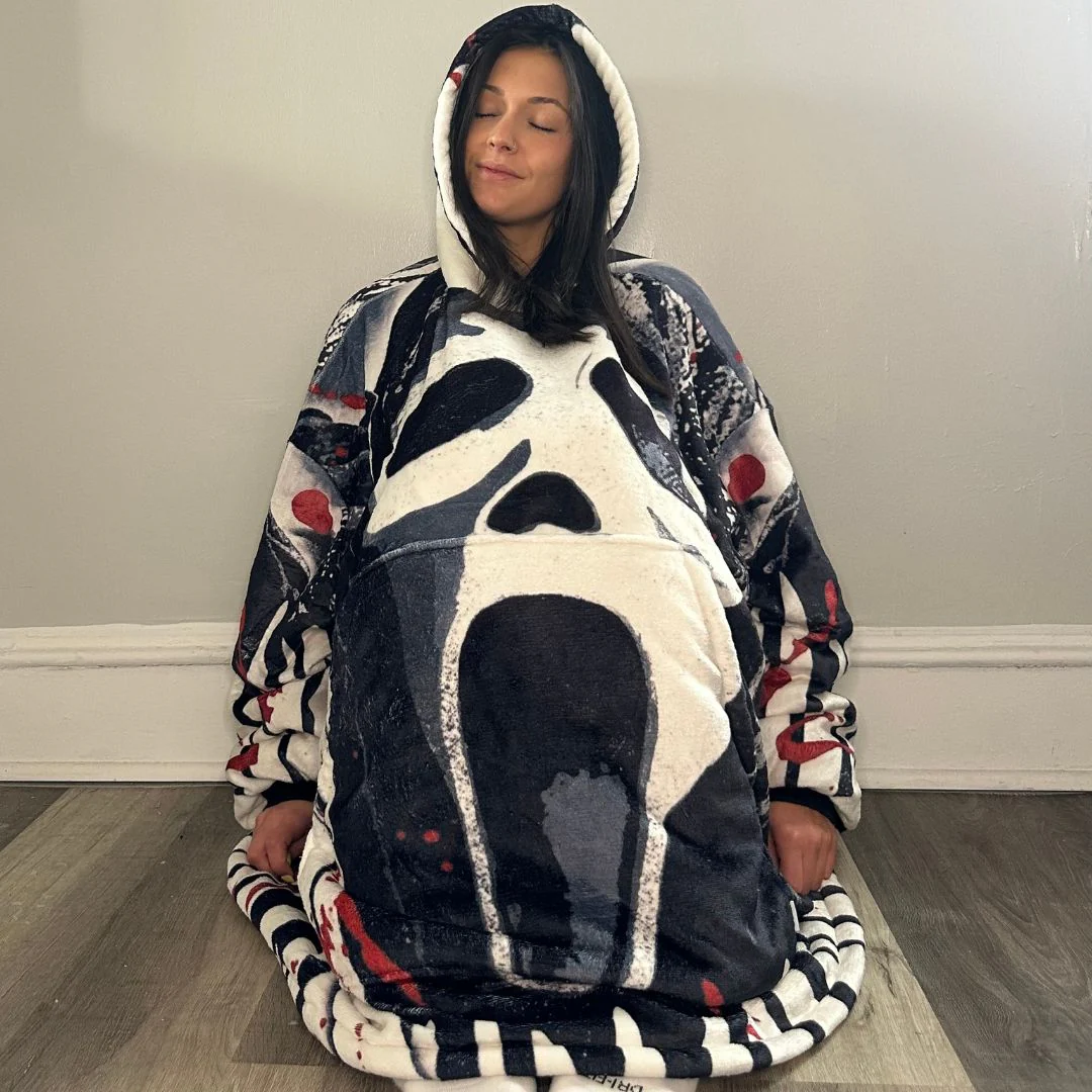 Ghost Face Horror Wearable Blanket Hoodie for Kids & Adults - Image 6